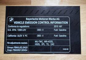 71-22-8-642-481 Bmw Genuine Emission Label 71-22-8-642-481 Bmw Genuine Emission Label