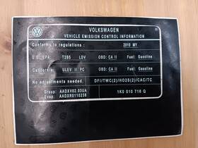 1k0010716 Gm 95351300 Genuine Oem Toyota Camry Vehicle Emission Control Info Label Box 1