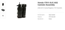 17011-sjc-a02 Honda Oem 2006-2014 Ridgeline Vapor Canister Assembly