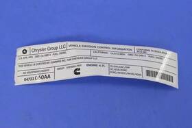 04722060aa Mopar Genuine Vehicle Emission Control Information Label 4722060aa
