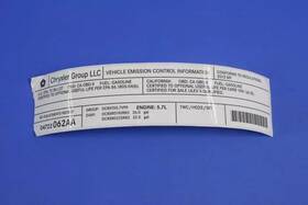 04722062aa Mopar Genuine Vehicle Emission Control Information Label 4722062aa