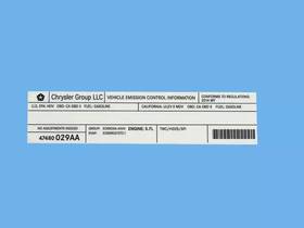 47480029aa Mopar Genuine Vehicle Emission Control Information Label