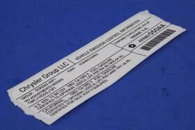 47480050aa Mopar Genuine Vehicle Emission Control Information Label 47480050aa Mopar Genuine Vehicle Emission Control Information Label
