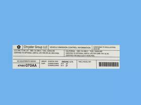 47480070aa Mopar Genuine Vehicle Emission Control Information Label