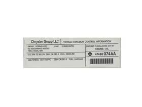 47480074aa Mopar Genuine Vehicle Emission Control Information Label