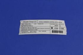 47480111aa Mopar Genuine Vehicle Emission Control Information Label