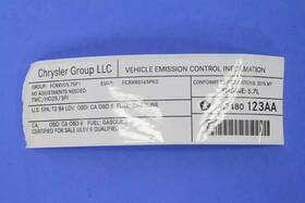 47480123aa Mopar Genuine Vehicle Emission Control Information Label 47480123aa Mopar Genuine Vehicle Emission Control Information Label