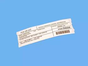 47480546aa Mopar Genuine Vehicle Emission Control Information Label 47480546aa Mopar Genuine Vehicle Emission Control Information Label