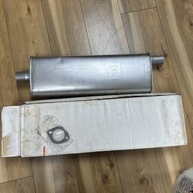 61001 New Old Stock #61001 Muffler Scr 23 Inch 1955-56 All 8 Cylinder Nos Has Small Dent 61001 New Old Stock #61001 Muffler Scr 23 Inch 1955-56 All 8 Cylinder Nos Has Small Dent