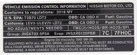 14805-7fh0c Nissan Genuine Emission Label 14805-7fh0c Nissan Genuine Emission Label