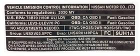 14805-9uh1a Nissan Genuine Emission Label 14805-9uh1a Nissan Genuine Emission Label