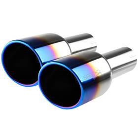 Drpmf-tpa001bt Omac Universal 2.5 Inch Inlet/4.125 Outlet Chrome Steel Angled Burnt Blue Exhaust Tips