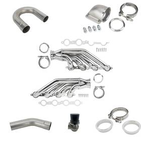 91607085 Speedway Motors Polished Stainless Ls Twin Turbo Hotside Header Kit 3 Inch V-band