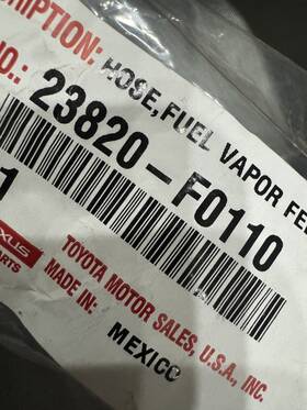23820-f0110 Toyota Genuine Evaporative Emissions System Lines 23820-f0110 Toyota Genuine Evaporative Emissions System Lines
