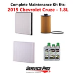 2015 Chevrolet Cruze 1.8L Complete Air, Oil & Cabin Filter Kit (5W-30). Fixed Price $97.95.