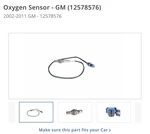 New Genuine Gm Heated Oxygen Sensor 12578576 / 02-11 Cabalt Hhr G6 Ion. Fixed Price $125.00.