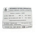 Genuine Oem Emission Label Part# 14805W080P 2022-2023 Mitsubishi Outlander Awd. Fixed Price $20.19.