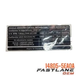 2020-2022 Nissan Versa/kicks Emission Label New Oem 14805-5EA0A. Fixed Price $14.75.