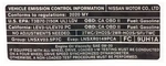 Genuine Nissan Emission Label 14805-9UH1A. Fixed Price $14.85.