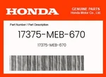Honda Genuine Tube C, Breather 17375-MEB-670. Fixed Price $8.54.