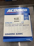 Genuine Acdelco A3181C Engine Air Filter Gm 22845992. Fixed Price $20.66.