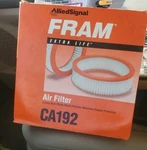 Fram Extra Guard Air Filter - Round (CA192). Fixed Price $10.19.