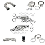 Polished Stainless Ls Twin Turbo Hotside Header Kit, 3" V-band. Fixed Price $925.99.