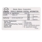 New Oem Mazda 2020 CX-5 Vehicle Emission Control Information Label PX2N-69-036. Fixed Price $13.51.