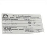 Genuine 2009 MAZDA3 Emission Label L34P-69-036A. Fixed Price $9.71.