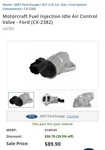 Idle Air Control Valve Motorcraft CX-2382 Fits 07-08 Ford Escape 2.3L-L4. Fixed Price $65.00.