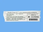 Emission Label Mopar 47480064AA. Fixed Price $10.19.