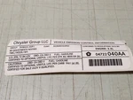 Genuine Dodge Veci Label 4722040AA Oem Mopar New Vehicle Emission Control Info. Fixed Price $10.54.